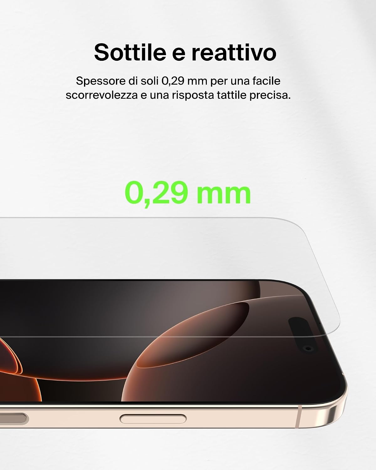 Belkin ScreenForce UltraGlass 2 Pellicola Vetro per iPhone 16 Pro, antigraffio, con durezza di 9H, sottile, include un supporto di allineamento, senza bolle, pellicola protettiva per iPhone 16 Pro - ChargeCover