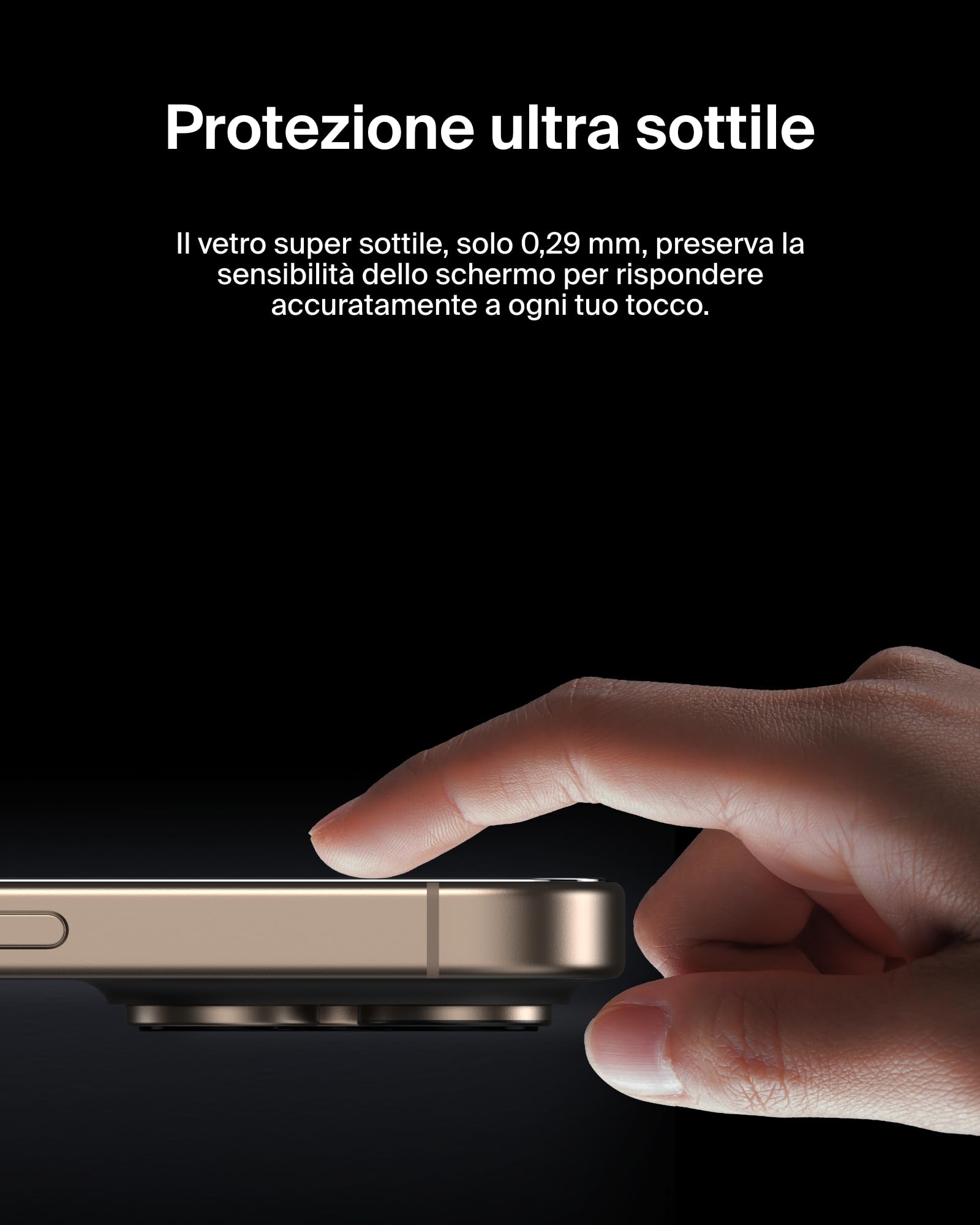 Belkin ScreenForce UltraGlass 2 Pellicola Vetro per iPhone 16 Pro, antigraffio, con durezza di 9H, sottile, include un supporto di allineamento, senza bolle, pellicola protettiva per iPhone 16 Pro - ChargeCover