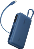 Belkin UltraCharge Power Bank 10000mAh con Cavo USB-C e Display - Blu | Caricatore Portatile 10000mAh, Ricarica 3 dispositivi (1 USB-C, Cavo USB-C Integrato, 1 USB-A), 45W, Pre-Caricato, Display - ChargeCover