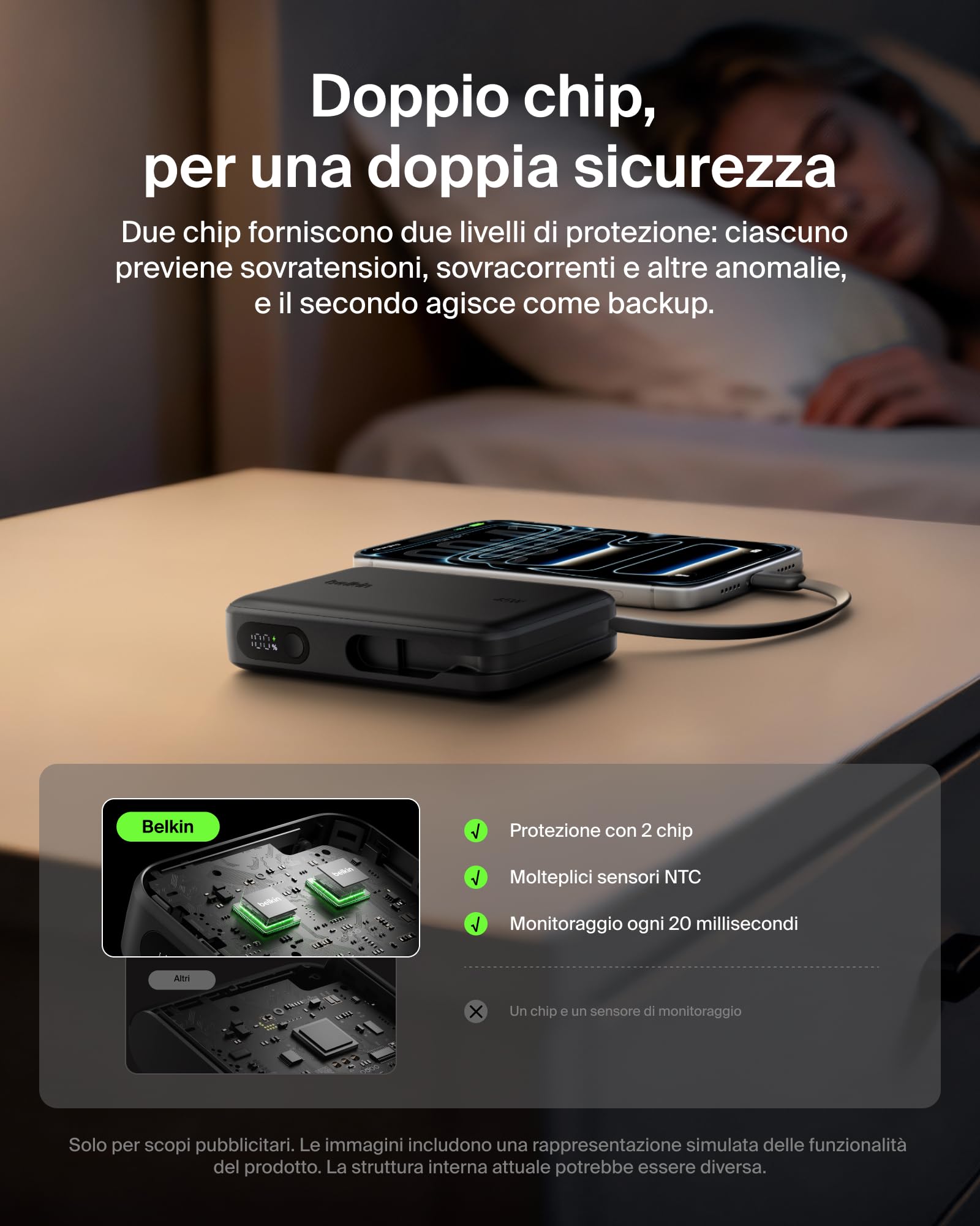 Belkin UltraCharge Power Bank 10000mAh con Cavo USB-C e Display - Blu | Caricatore Portatile 10000mAh, Ricarica 3 dispositivi (1 USB-C, Cavo USB-C Integrato, 1 USB-A), 45W, Pre-Caricato, Display - ChargeCover