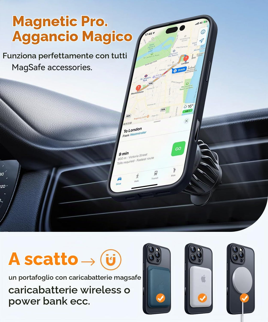 CANSHN Cover per iPhone 16 Pro(6.3"),[Camera Control] Supporto Magnetico Anello a 360°, [Protezione Completa Della Fotocamera], Custodia Traslucida Opaca Protettiva Sottile Antiurto,Viola Profondo - ChargeCover