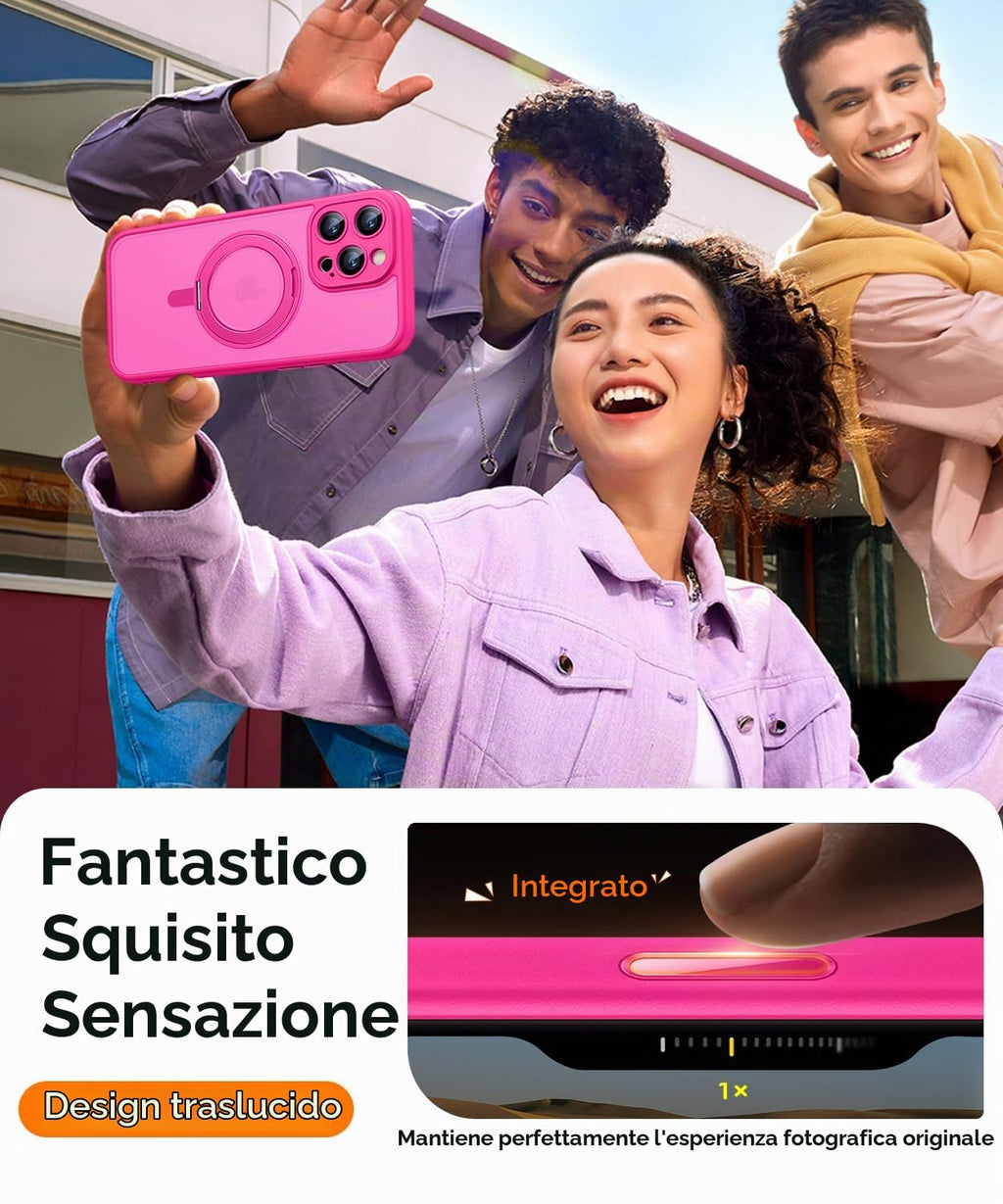 CANSHN Cover per iPhone 16 Pro(6.3"),[Camera Control] Supporto Magnetico Anello a 360°, [Protezione Completa Della Fotocamera], Custodia Traslucida Opaca Protettiva Sottile Antiurto,Viola Profondo - ChargeCover