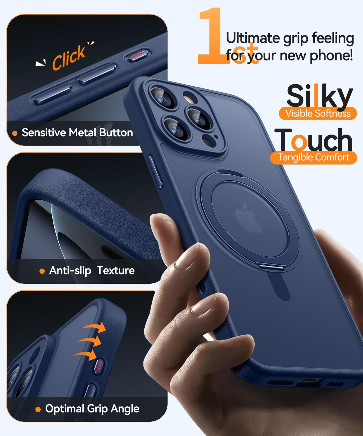 CANSHN Cover per iPhone 16 Pro(6.3"),[Camera Control] Supporto Magnetico Anello a 360°, [Protezione Completa Della Fotocamera], Custodia Traslucida Opaca Protettiva Sottile Antiurto,Viola Profondo - ChargeCover