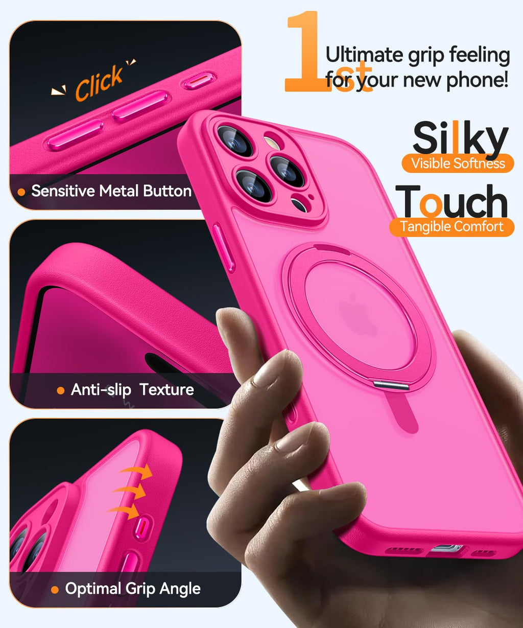 CANSHN Cover per iPhone 16 Pro(6.3"),[Camera Control] Supporto Magnetico Anello a 360°, [Protezione Completa Della Fotocamera], Custodia Traslucida Opaca Protettiva Sottile Antiurto,Viola Profondo - ChargeCover