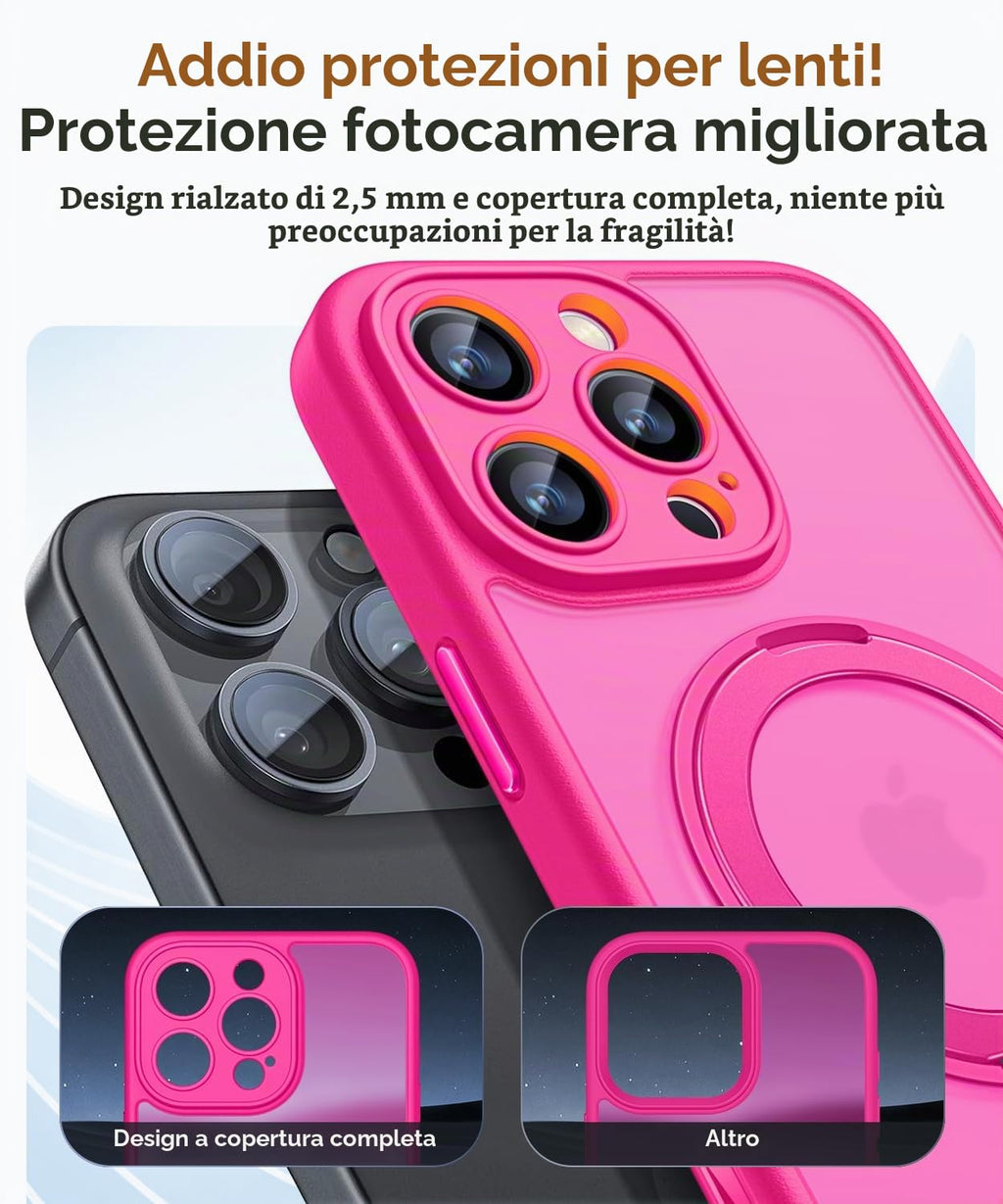 CANSHN Cover per iPhone 16 Pro(6.3"),[Camera Control] Supporto Magnetico Anello a 360°, [Protezione Completa Della Fotocamera], Custodia Traslucida Opaca Protettiva Sottile Antiurto,Viola Profondo - ChargeCover