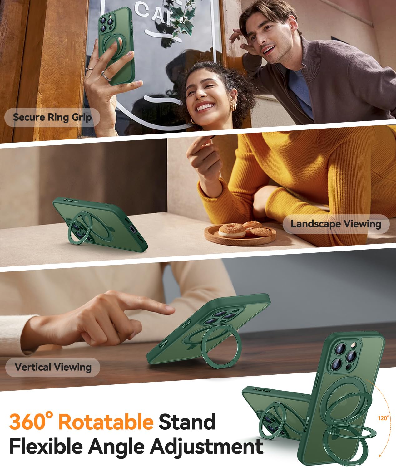 CANSHN Cover per iPhone 16 Pro(6.3"),[Camera Control] Supporto Magnetico Anello a 360°, [Protezione Completa Della Fotocamera], Custodia Traslucida Opaca Protettiva Sottile Antiurto,Viola Profondo - ChargeCover