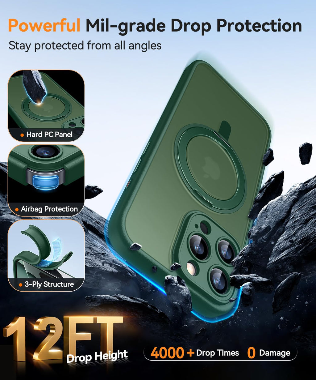 CANSHN Cover per iPhone 16 Pro(6.3"),[Camera Control] Supporto Magnetico Anello a 360°, [Protezione Completa Della Fotocamera], Custodia Traslucida Opaca Protettiva Sottile Antiurto,Viola Profondo - ChargeCover