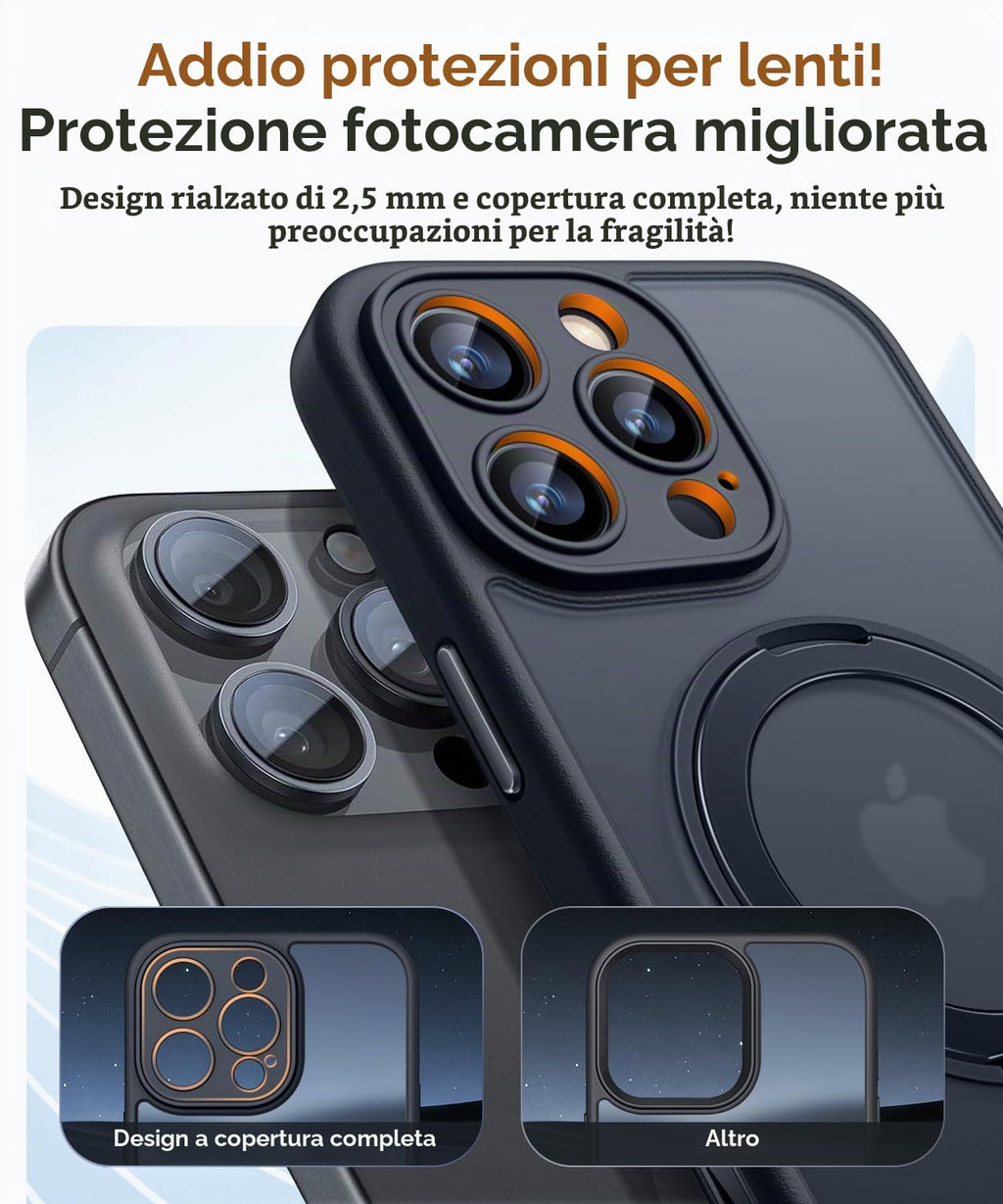 CANSHN Cover per iPhone 16 Pro(6.3"),[Camera Control] Supporto Magnetico Anello a 360°, [Protezione Completa Della Fotocamera], Custodia Traslucida Opaca Protettiva Sottile Antiurto,Viola Profondo - ChargeCover