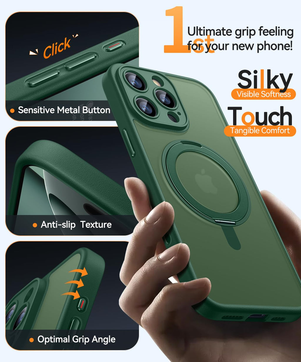 CANSHN Cover per iPhone 16 Pro(6.3"),[Camera Control] Supporto Magnetico Anello a 360°, [Protezione Completa Della Fotocamera], Custodia Traslucida Opaca Protettiva Sottile Antiurto,Viola Profondo - ChargeCover
