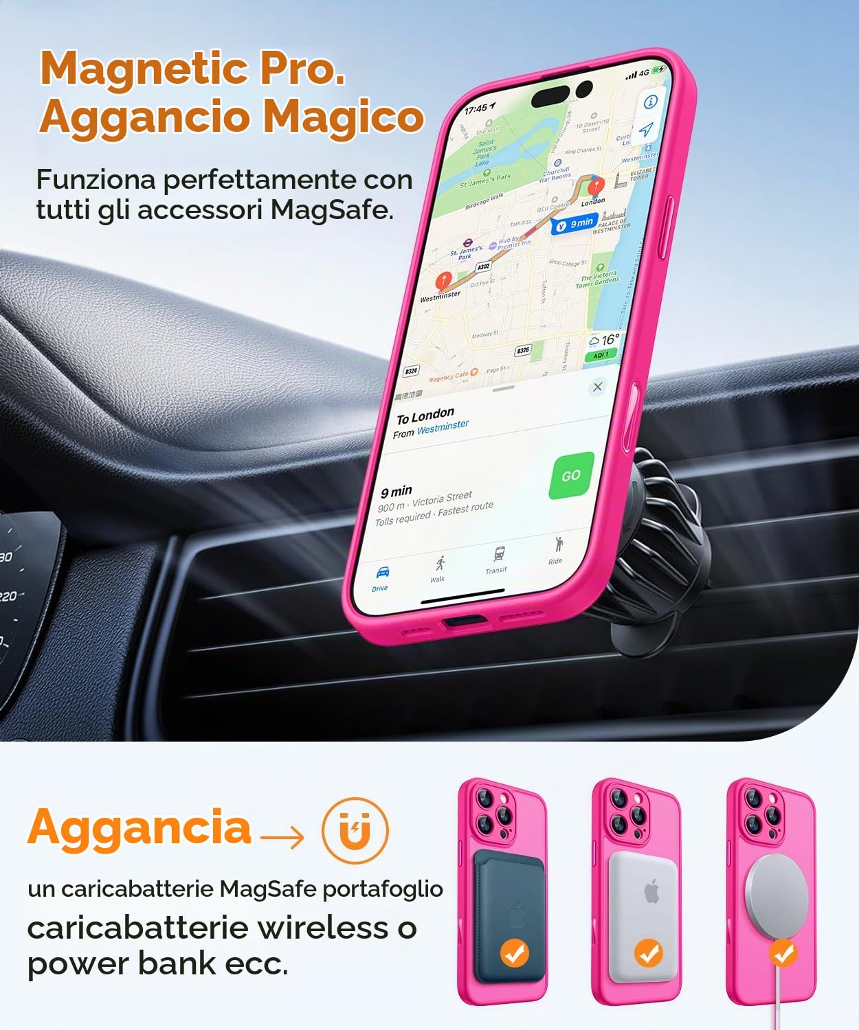 CANSHN Cover per iPhone 16 Pro(6.3"),[Camera Control] Supporto Magnetico Anello a 360°, [Protezione Completa Della Fotocamera], Custodia Traslucida Opaca Protettiva Sottile Antiurto,Viola Profondo - ChargeCover