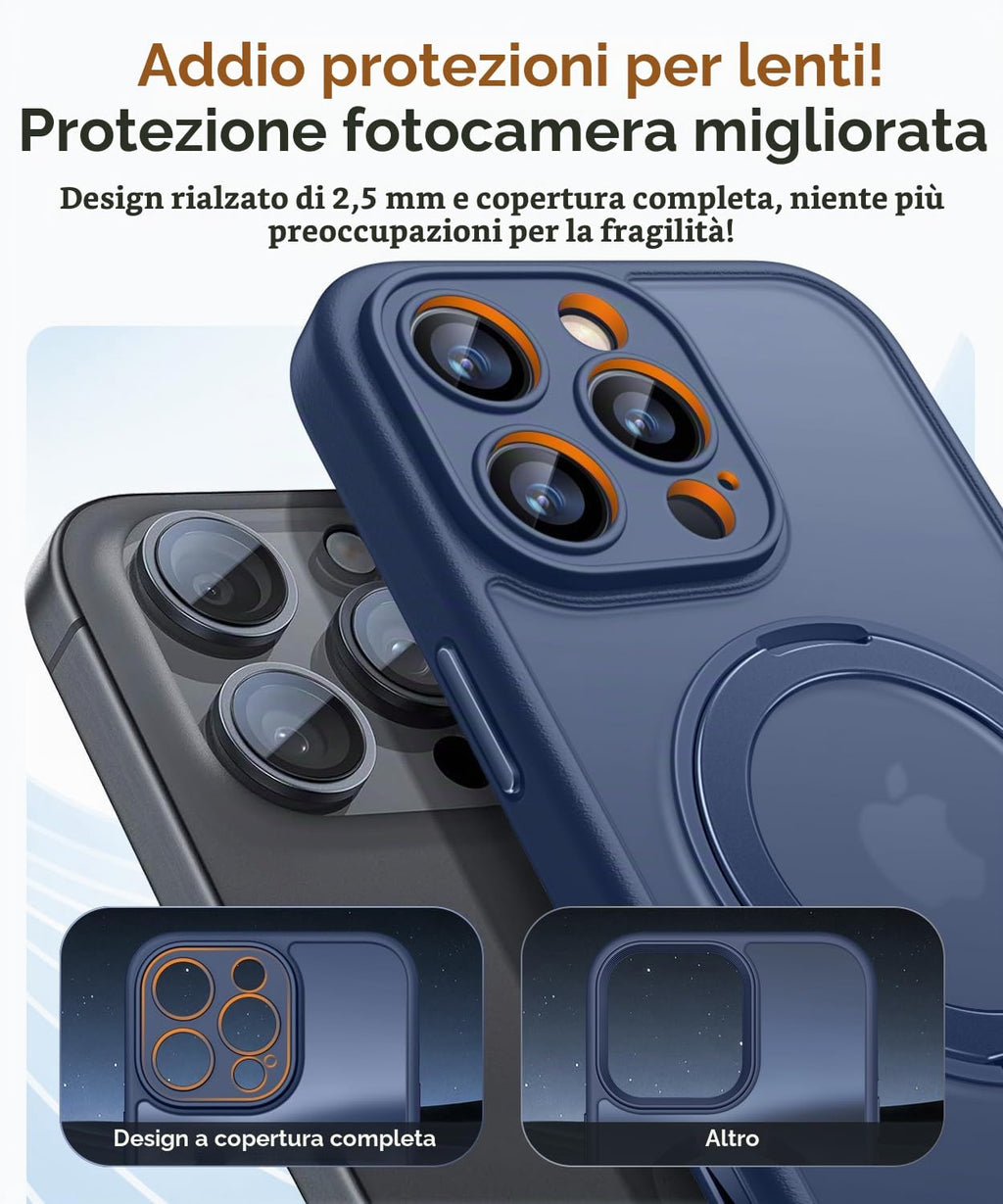 CANSHN Cover per iPhone 16 Pro(6.3"),[Camera Control] Supporto Magnetico Anello a 360°, [Protezione Completa Della Fotocamera], Custodia Traslucida Opaca Protettiva Sottile Antiurto,Viola Profondo - ChargeCover