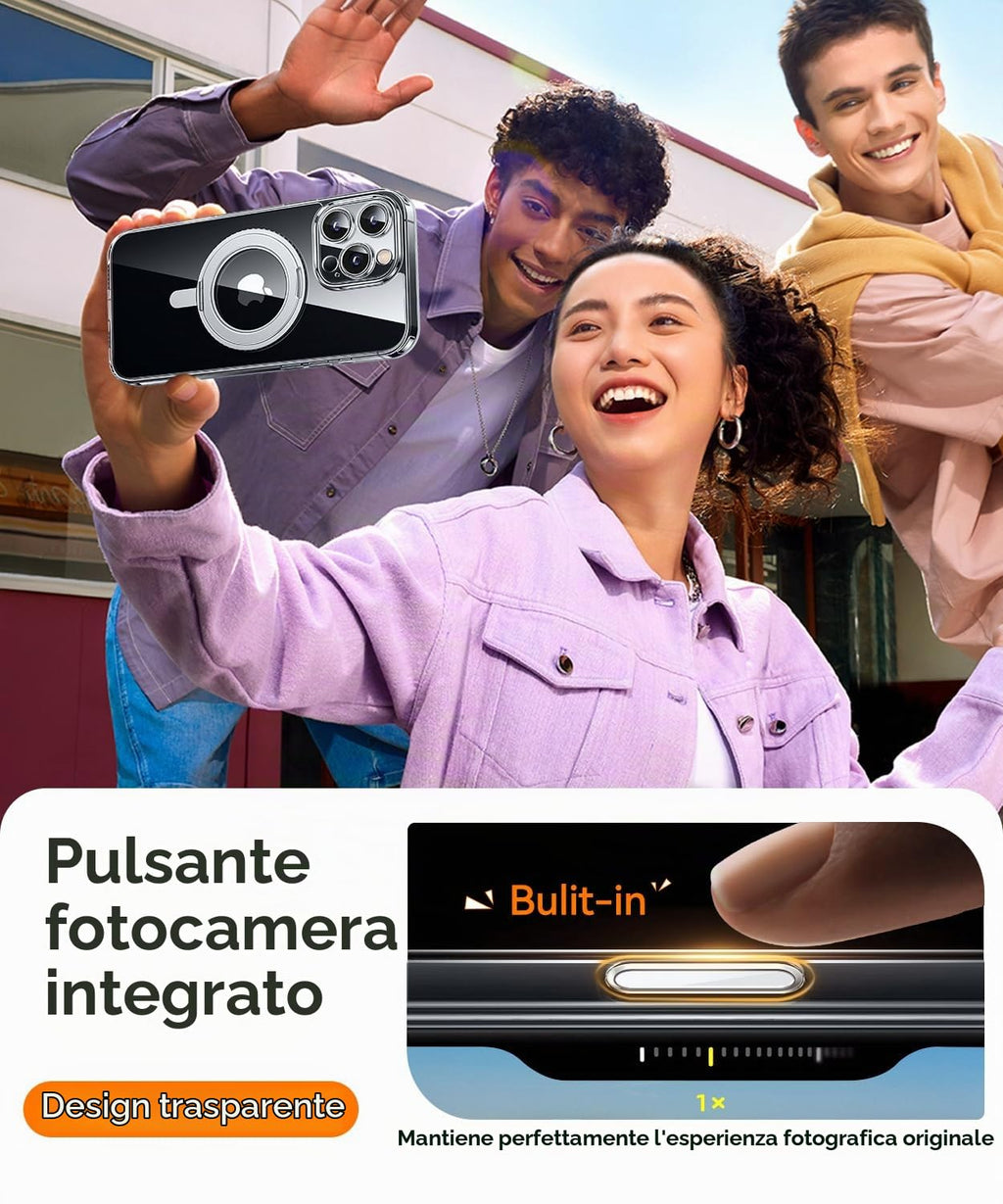 CANSHN Cover per iPhone 16 Pro(6.3"),[Camera Control] Supporto Magnetico Anello a 360°, [Protezione Completa Della Fotocamera], Custodia Traslucida Opaca Protettiva Sottile Antiurto,Viola Profondo - ChargeCover