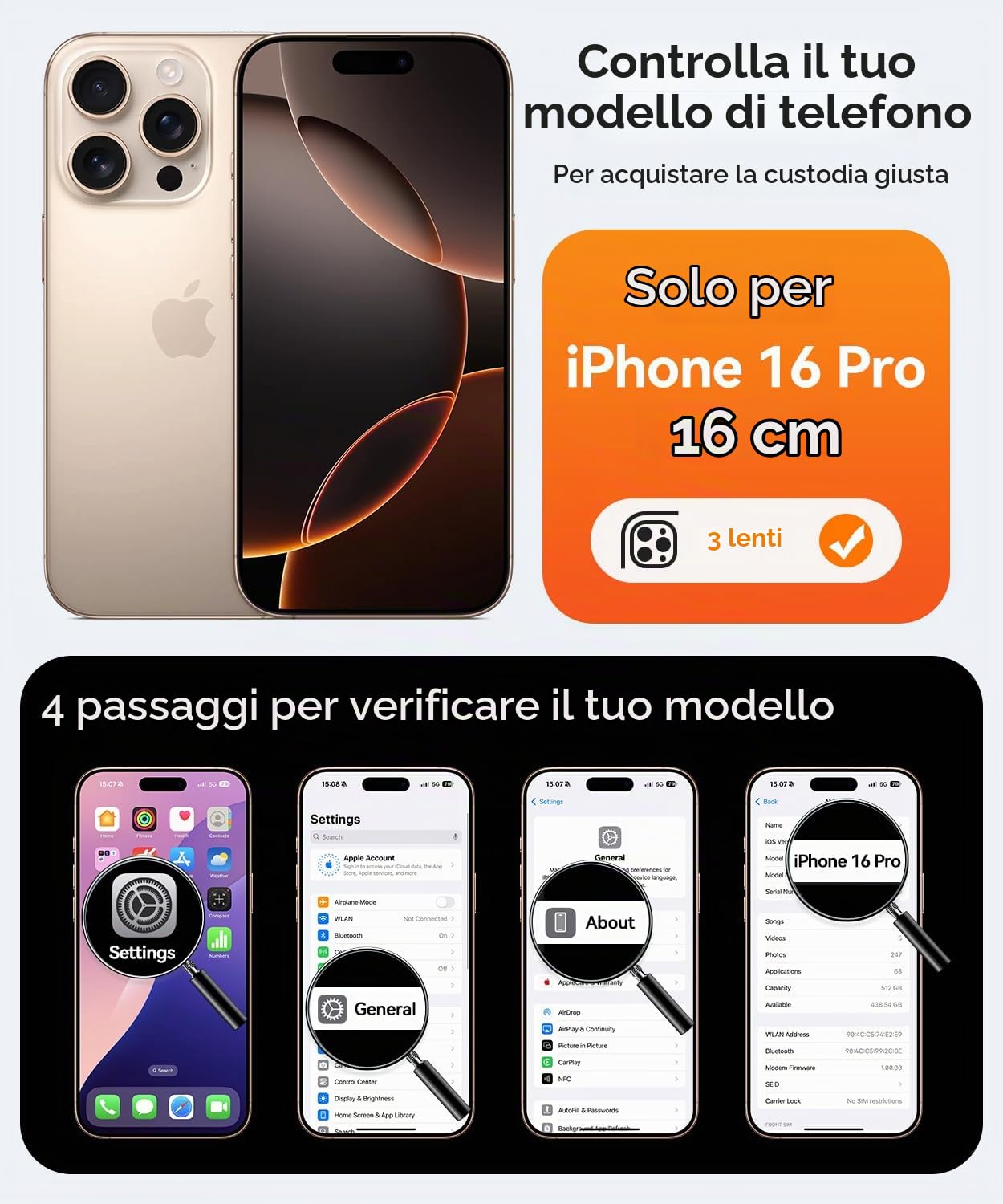 CANSHN Cover per iPhone 16 Pro(6.3"),[Camera Control] Supporto Magnetico Anello a 360°, [Protezione Completa Della Fotocamera], Custodia Traslucida Opaca Protettiva Sottile Antiurto,Viola Profondo - ChargeCover