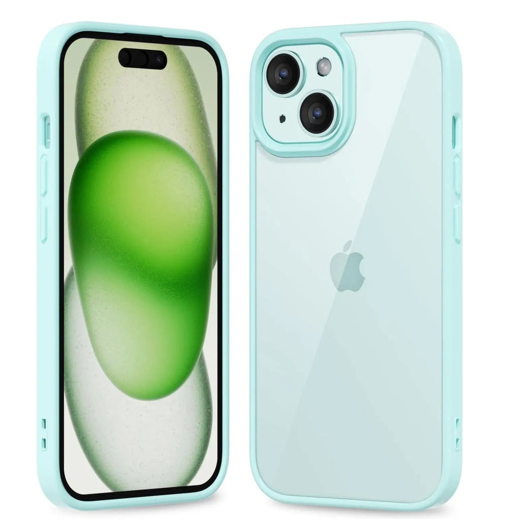 Custodia trasparente ChargeCover per iPhone 16, con design sottile e resistente, visibile con dettagli blu e trasparenza chiara
