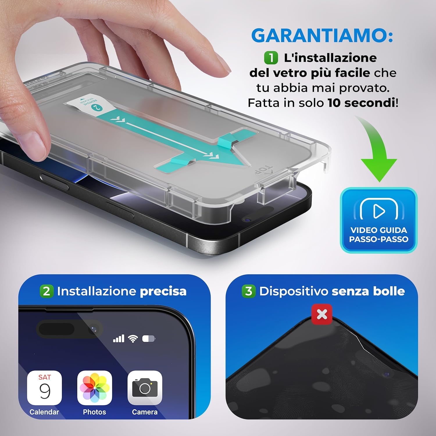 Deppa | 2 Pezzi | Pellicola Protettiva per iPhone 16, iPhone 15 (6.1") | Vetro Temperato Ultra Resistente con Kit di Installazione Facile | Copertura Totale, Senza Bolle - ChargeCover