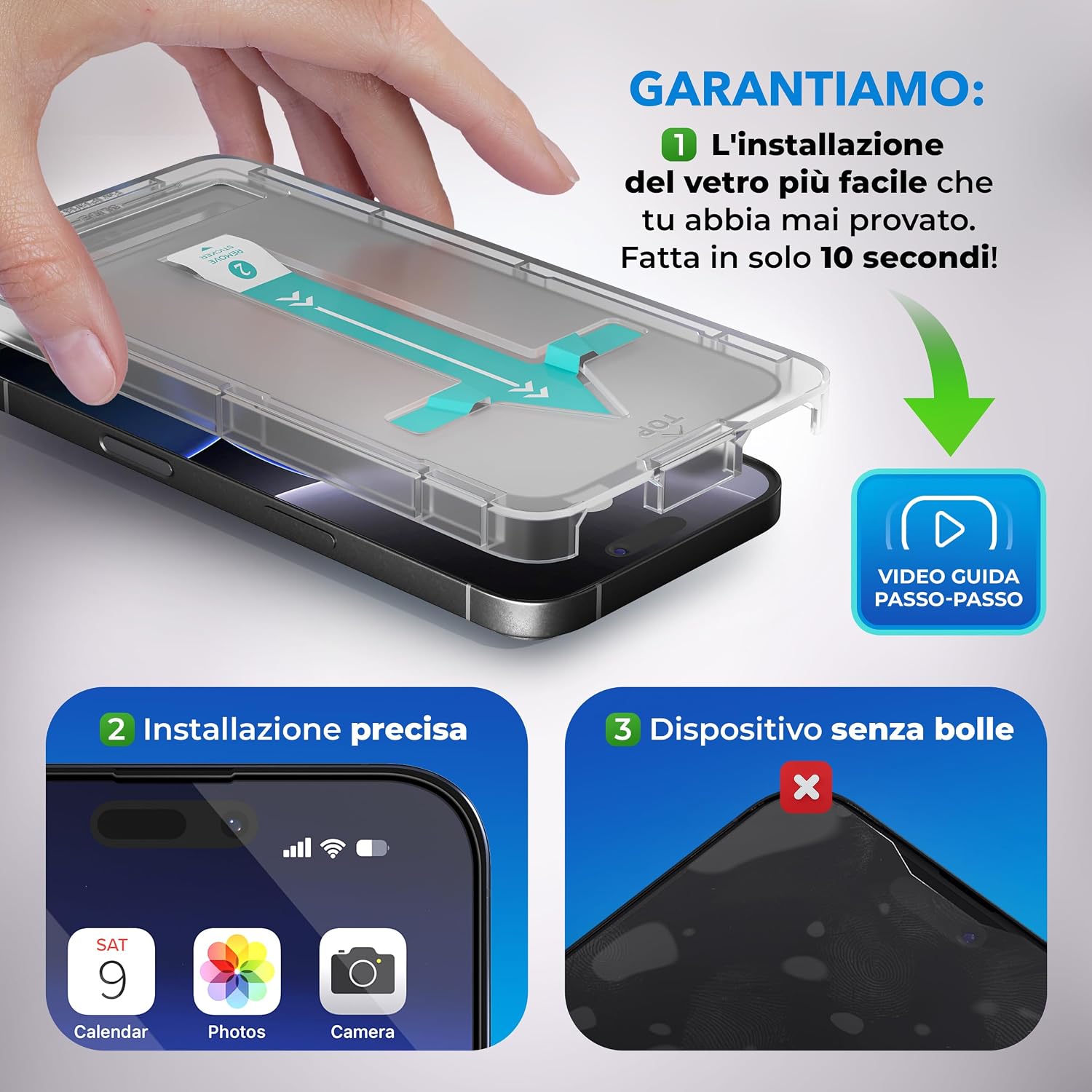 Deppa | 2 Pezzi | Pellicola Protettiva per iPhone 16, iPhone 15 (6.1") | Vetro Temperato Ultra Resistente con Kit di Installazione Facile | Copertura Totale, Senza Bolle - ChargeCover
