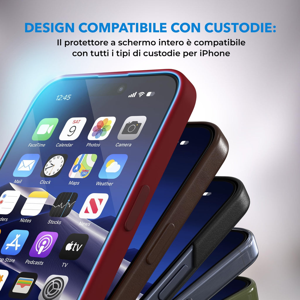 Deppa | 2 Pezzi | Pellicola Protettiva per iPhone 16, iPhone 15 (6.1") | Vetro Temperato Ultra Resistente con Kit di Installazione Facile | Copertura Totale, Senza Bolle - ChargeCover