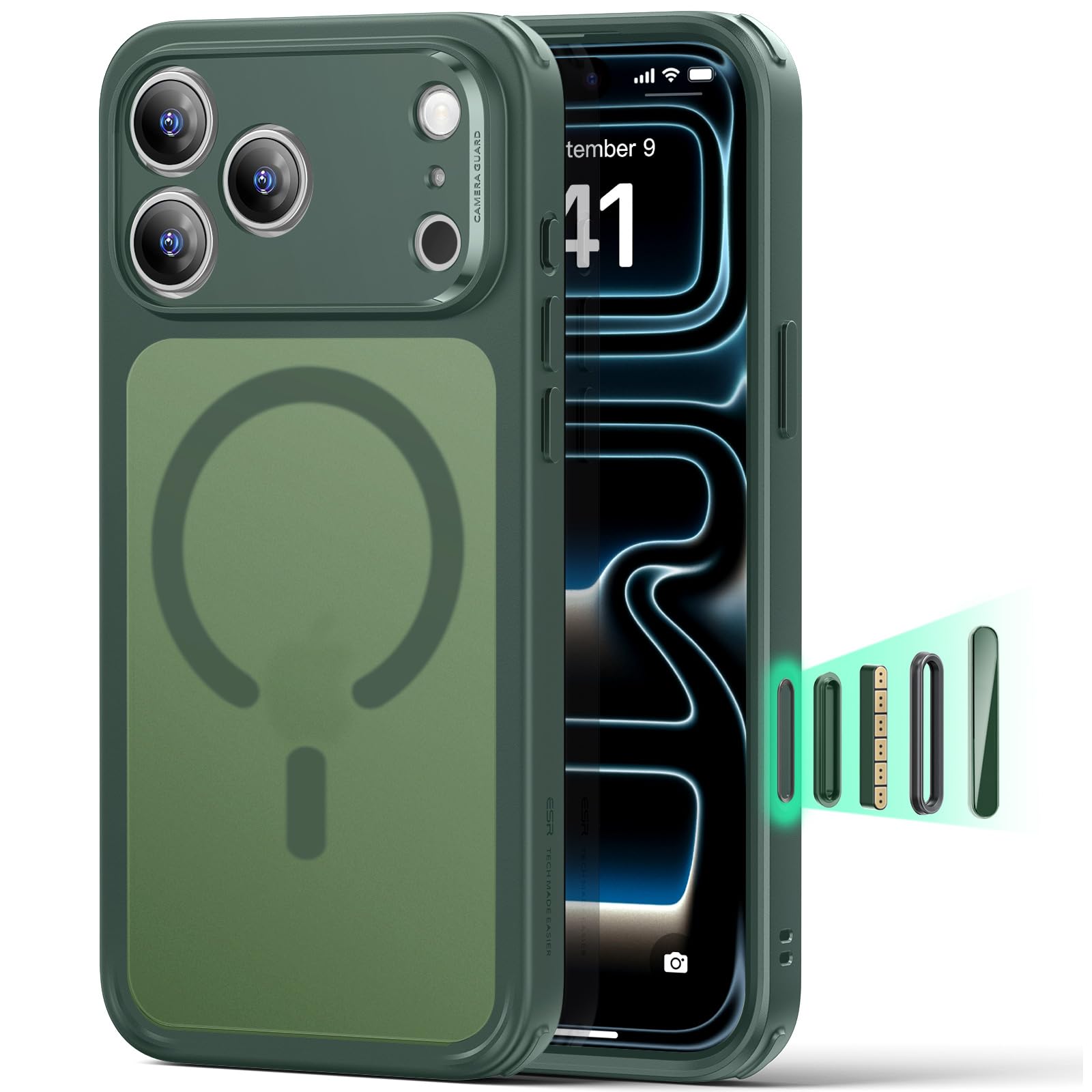 ESR Cover MagSafe per iPhone 17 Pro, Controllo Fotocamera, Trasparente - ChargeCover