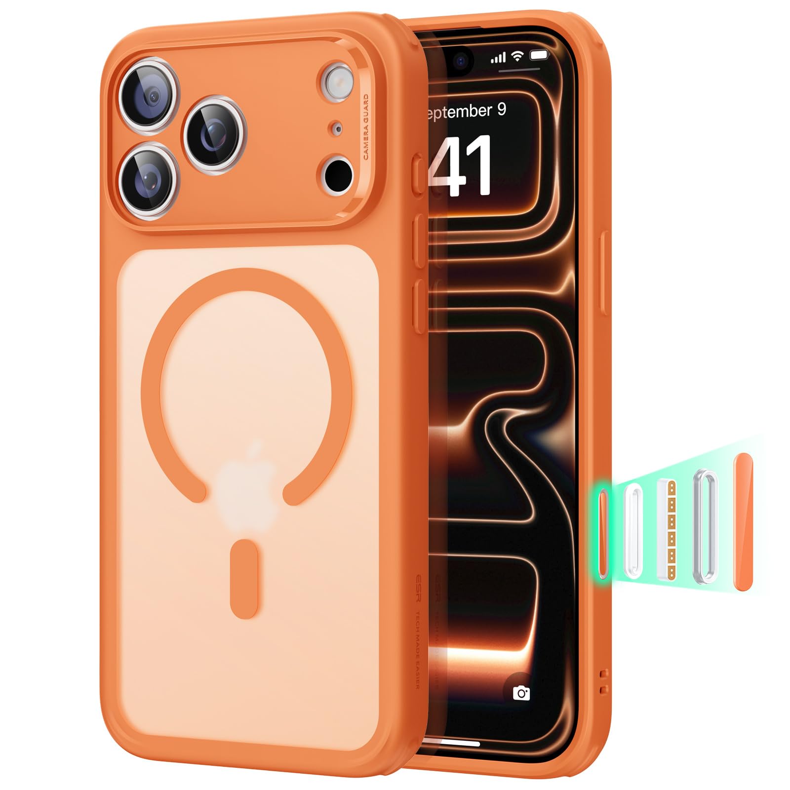 ESR Cover MagSafe per iPhone 17 Pro, Controllo Fotocamera, Trasparente - ChargeCover