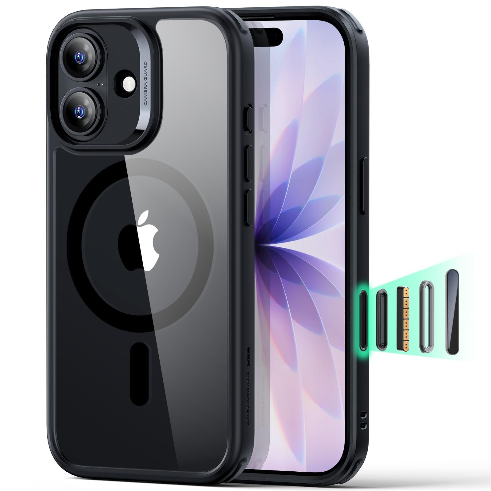 ESR Cover MagSafe per iPhone 17 Pro, Controllo Fotocamera, Trasparente - ChargeCover
