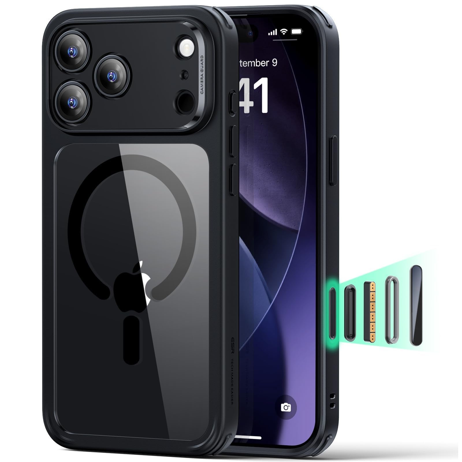 ESR Cover MagSafe per iPhone 17 Pro, Controllo Fotocamera, Trasparente - ChargeCover