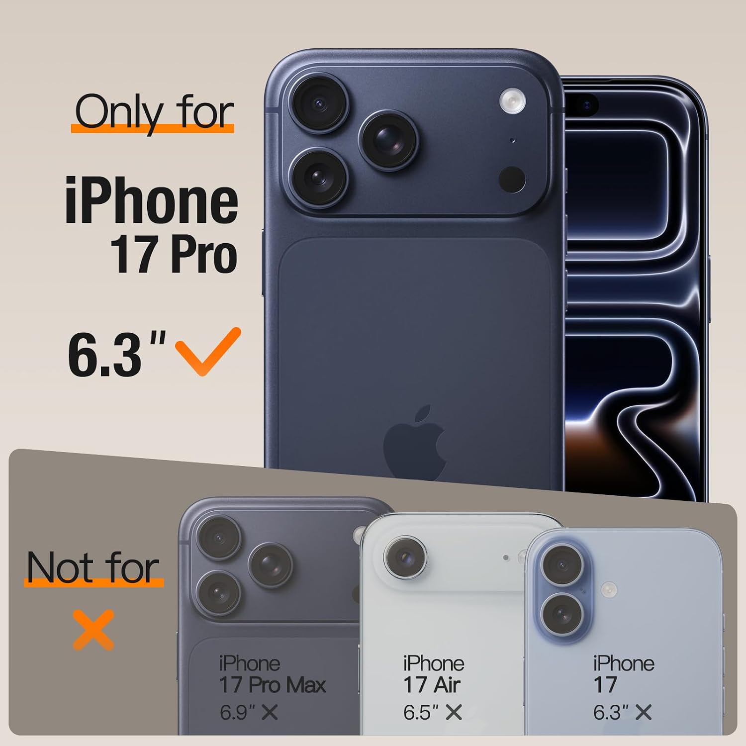JETech Cover Ultra Sottile Aramidica per iPhone 17 Pro, Blu Scuro - ChargeCover