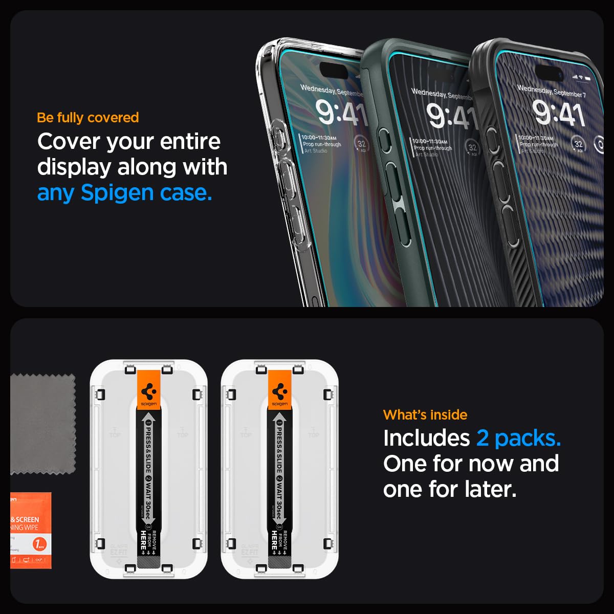 Spigen EZ Fit Vetro Temperato [2 Pezzi] per iPhone 16 - ChargeCover