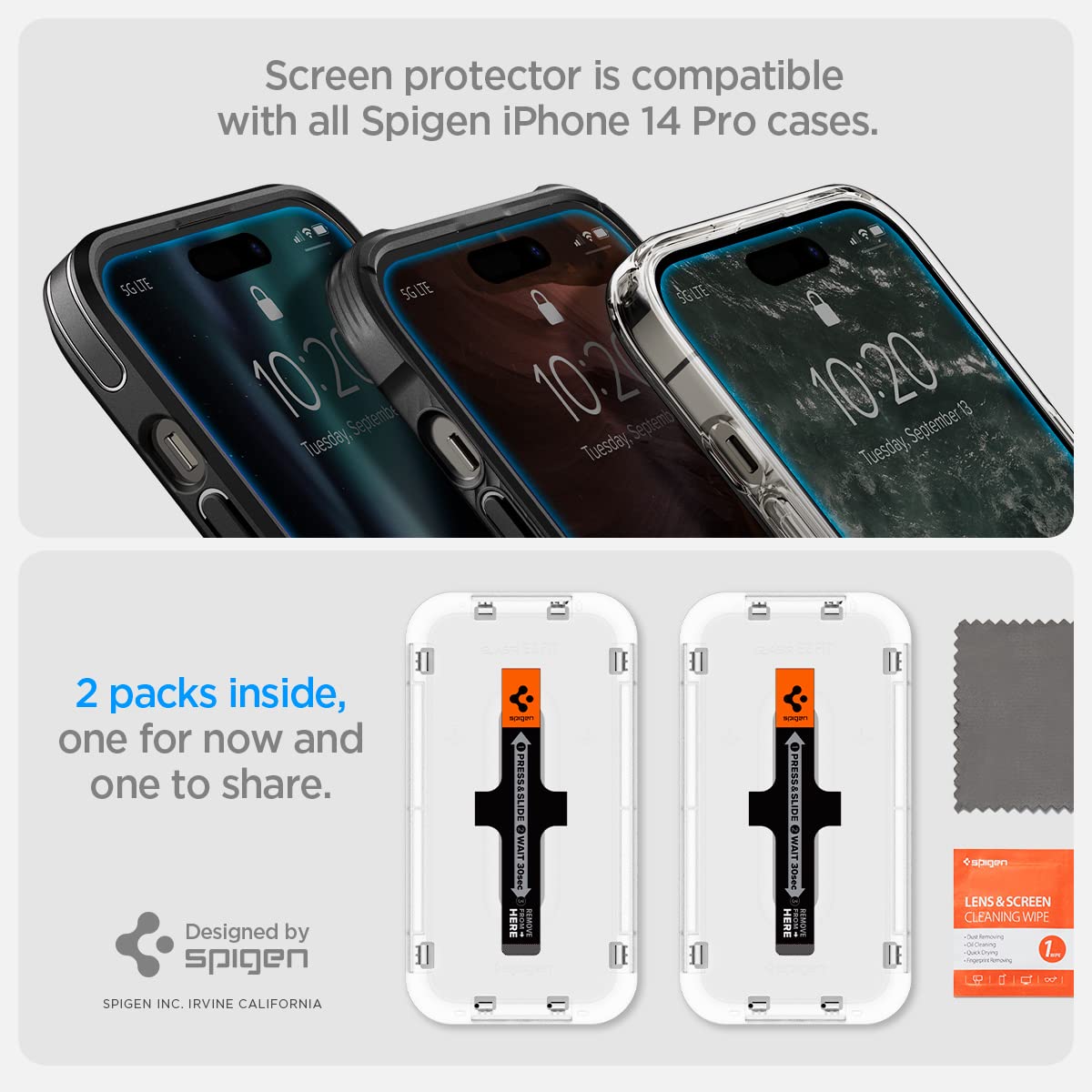 Spigen EZ Fit Vetro Temperato [2 Pezzi] per iPhone 16 - ChargeCover