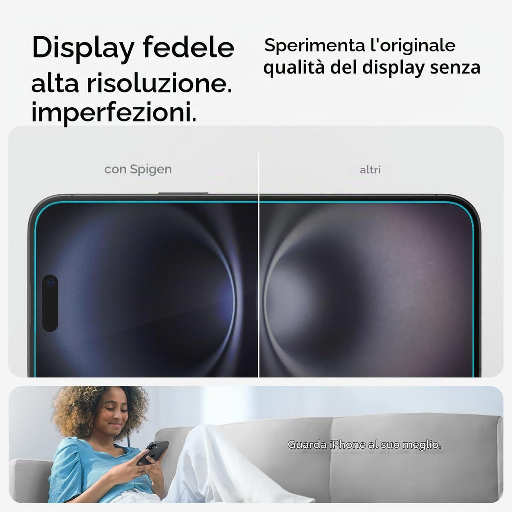 Spigen EZ Fit Vetro Temperato [2 Pezzi] per iPhone 16 - ChargeCover