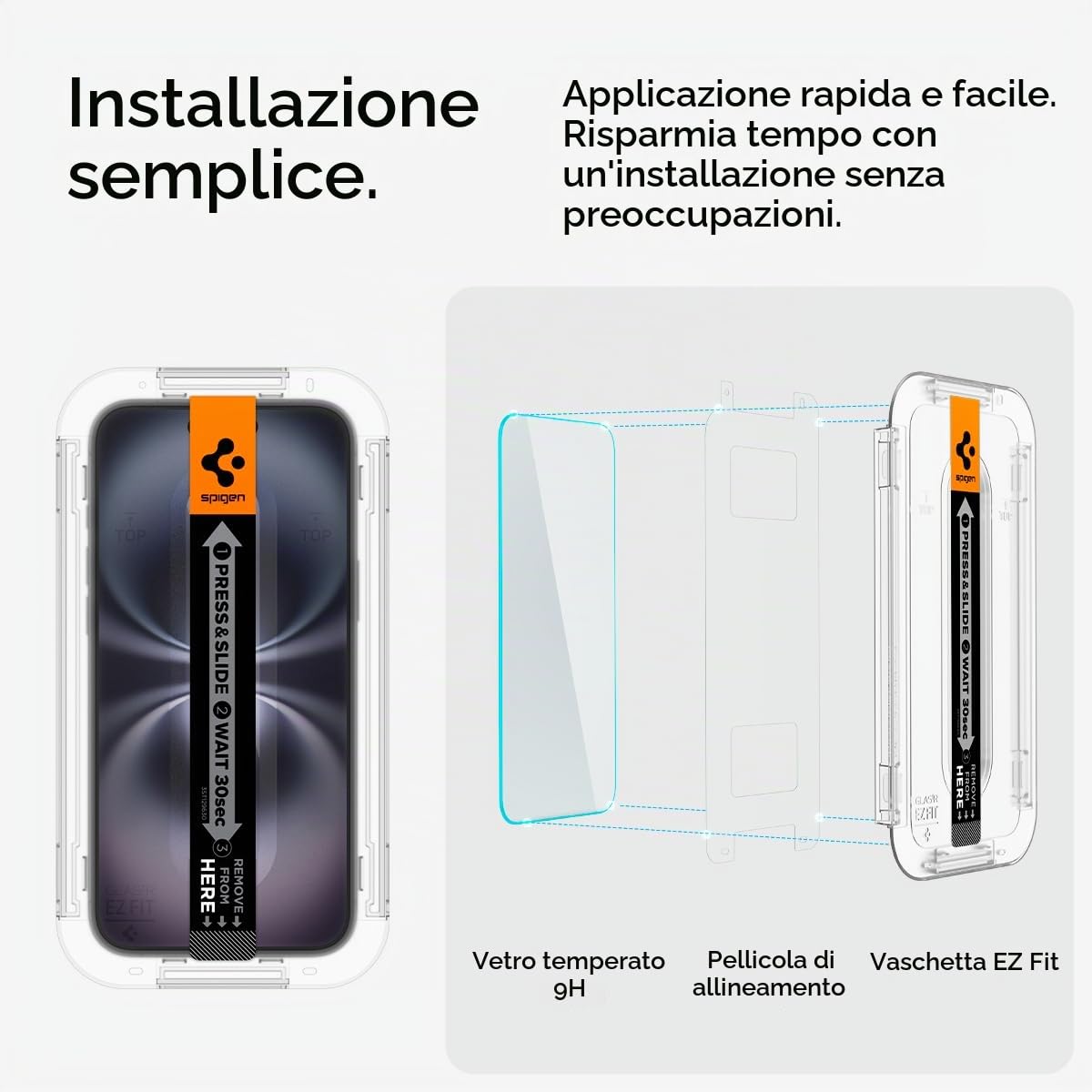Spigen EZ Fit Vetro Temperato [2 Pezzi] per iPhone 16 - ChargeCover
