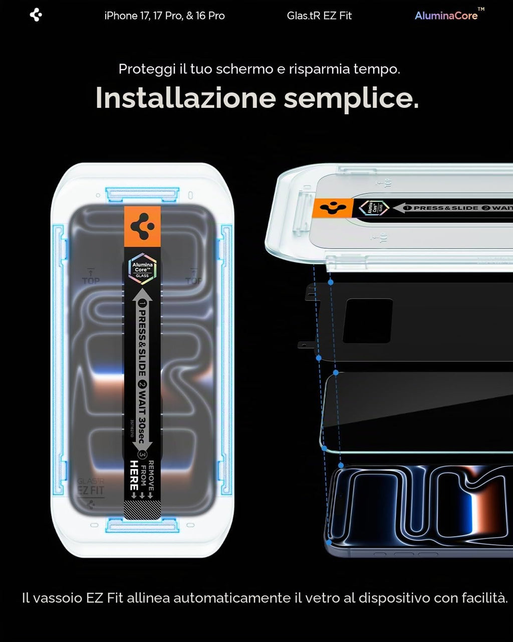 Spigen EZ Fit Vetro Temperato [2 Pezzi] per iPhone 16 - ChargeCover