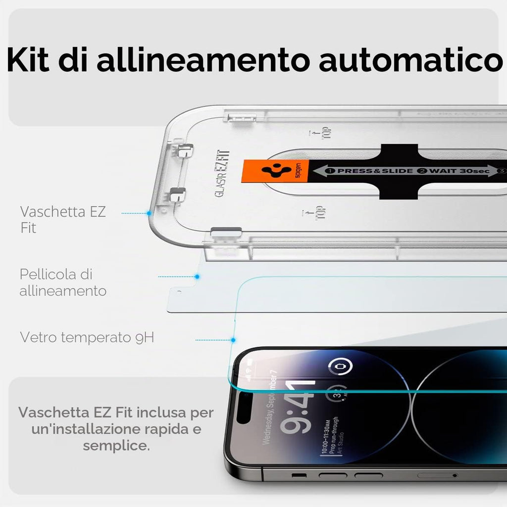 Spigen EZ Fit Vetro Temperato [2 Pezzi] per iPhone 16 - ChargeCover