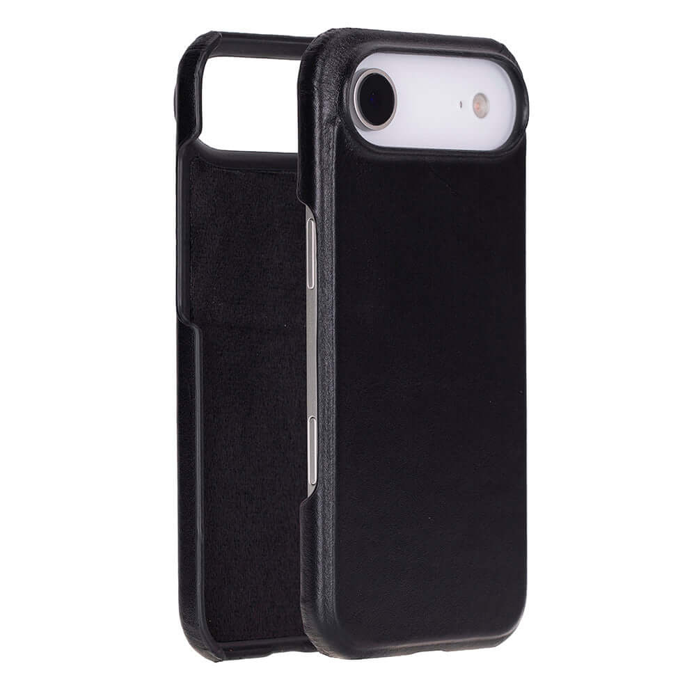 Custodia in pelle TORONATA per iPhone Air con MagSafe, design nero elegante e compatibile con ricarica wireless.
