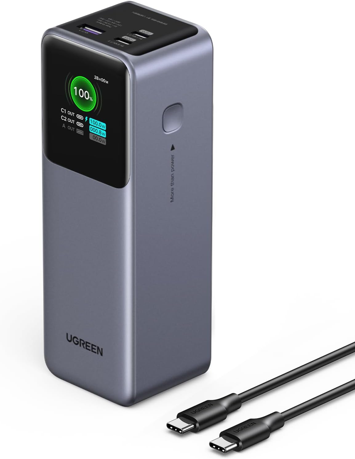 UGREEN Nexode Pro 200W Power Bank 25000mAh Caricatore Portatile USB C 140W | Ricarica Rapida, 3 Porte 2C1A, Display TFT, Multiprotezione, Compatibile con iPhone 17 16 15 Galaxy S26 S25 S24 MacBook iPad - ChargeCover