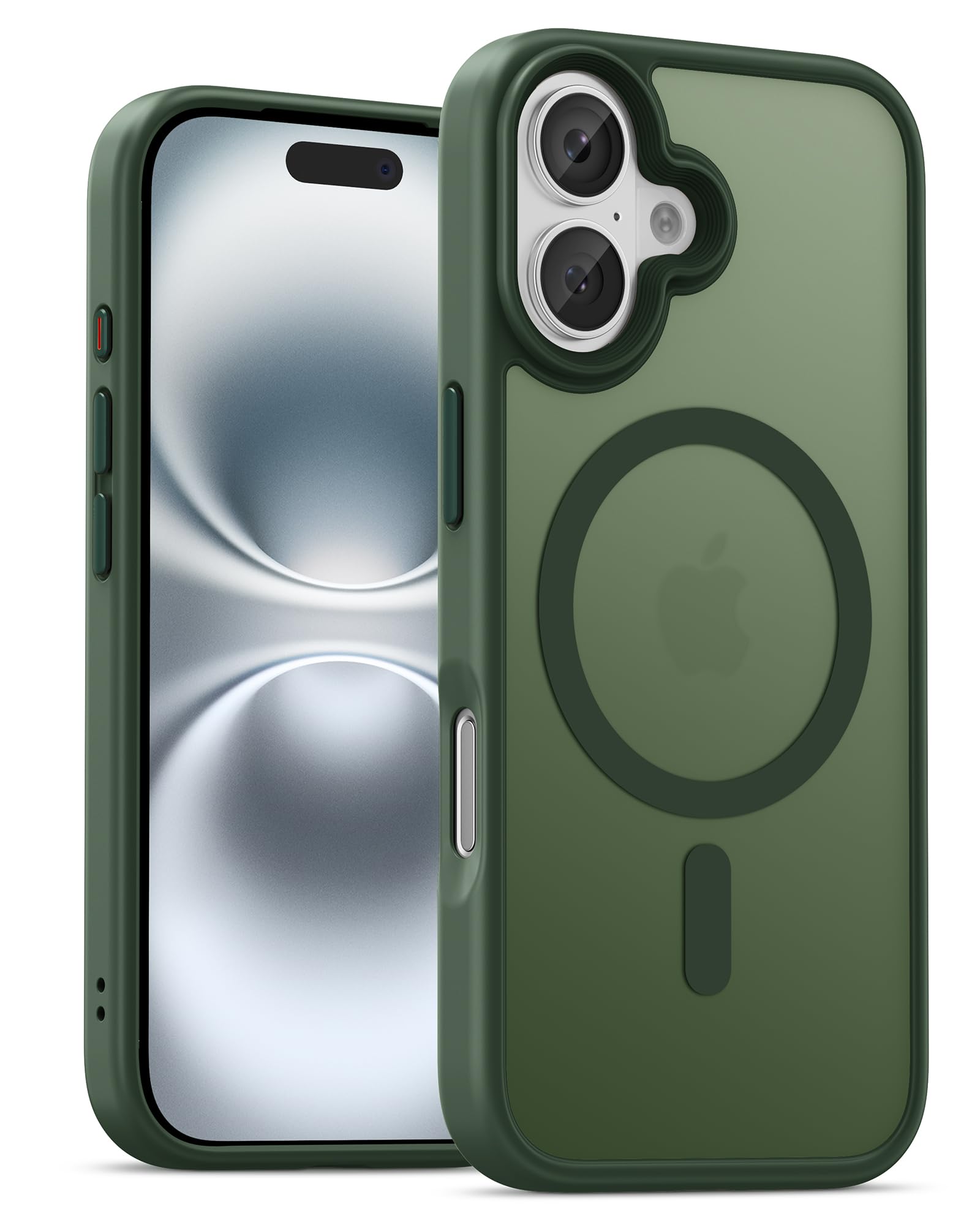 UNBREAKcable Custodia Magnetica per iPhone 16 Pro da 6,3 Pollici, Compatibile con MagSafe, Protezione Completa della Fotocamera, Custodia Sottile Antiurto e Anticaduta per Telefono - Verde Scuro - ChargeCover
