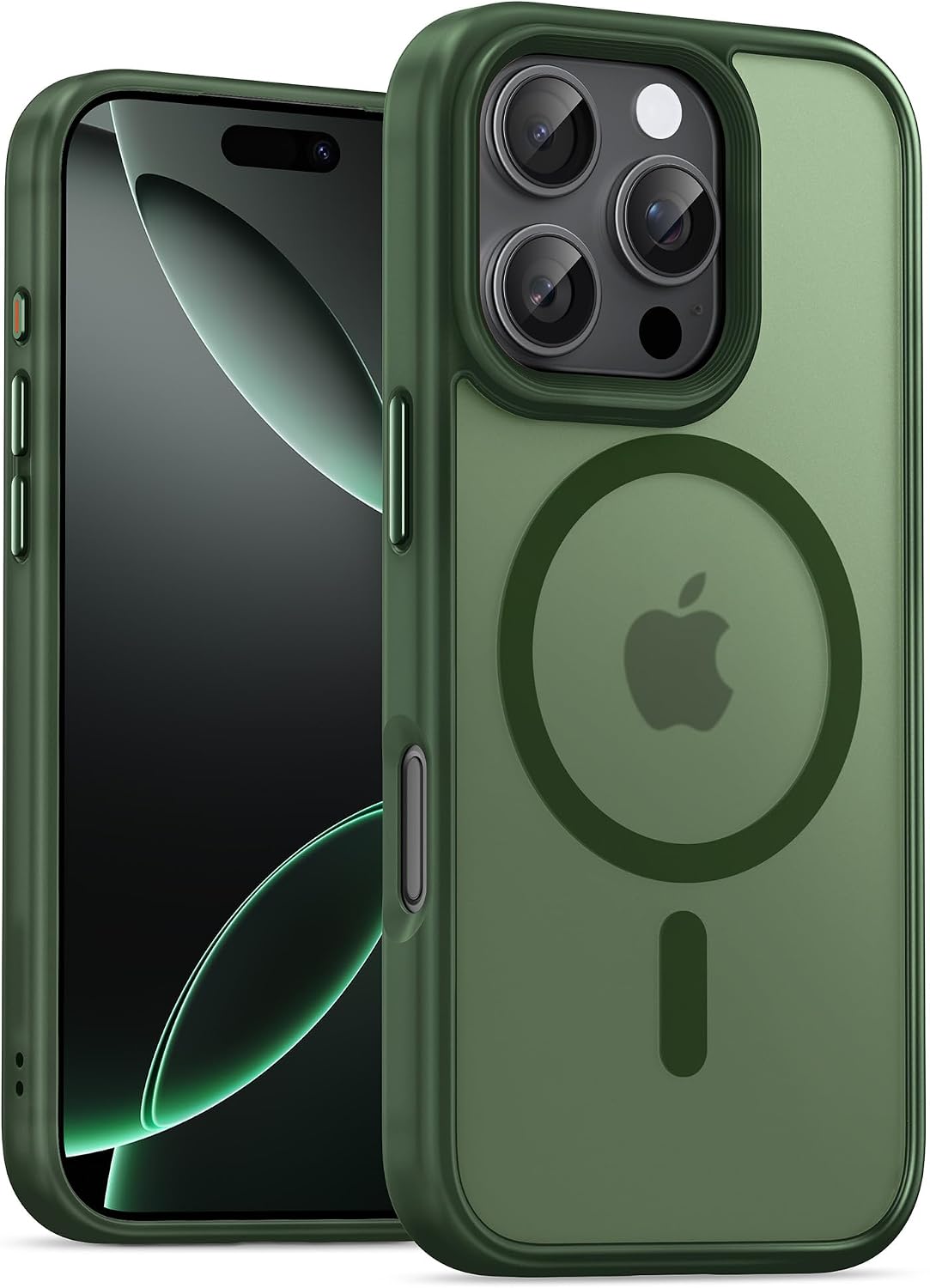 UNBREAKcable Custodia Magnetica per iPhone 16 Pro da 6,3 Pollici, Compatibile con MagSafe, Protezione Completa della Fotocamera, Custodia Sottile Antiurto e Anticaduta per Telefono - Verde Scuro - ChargeCover