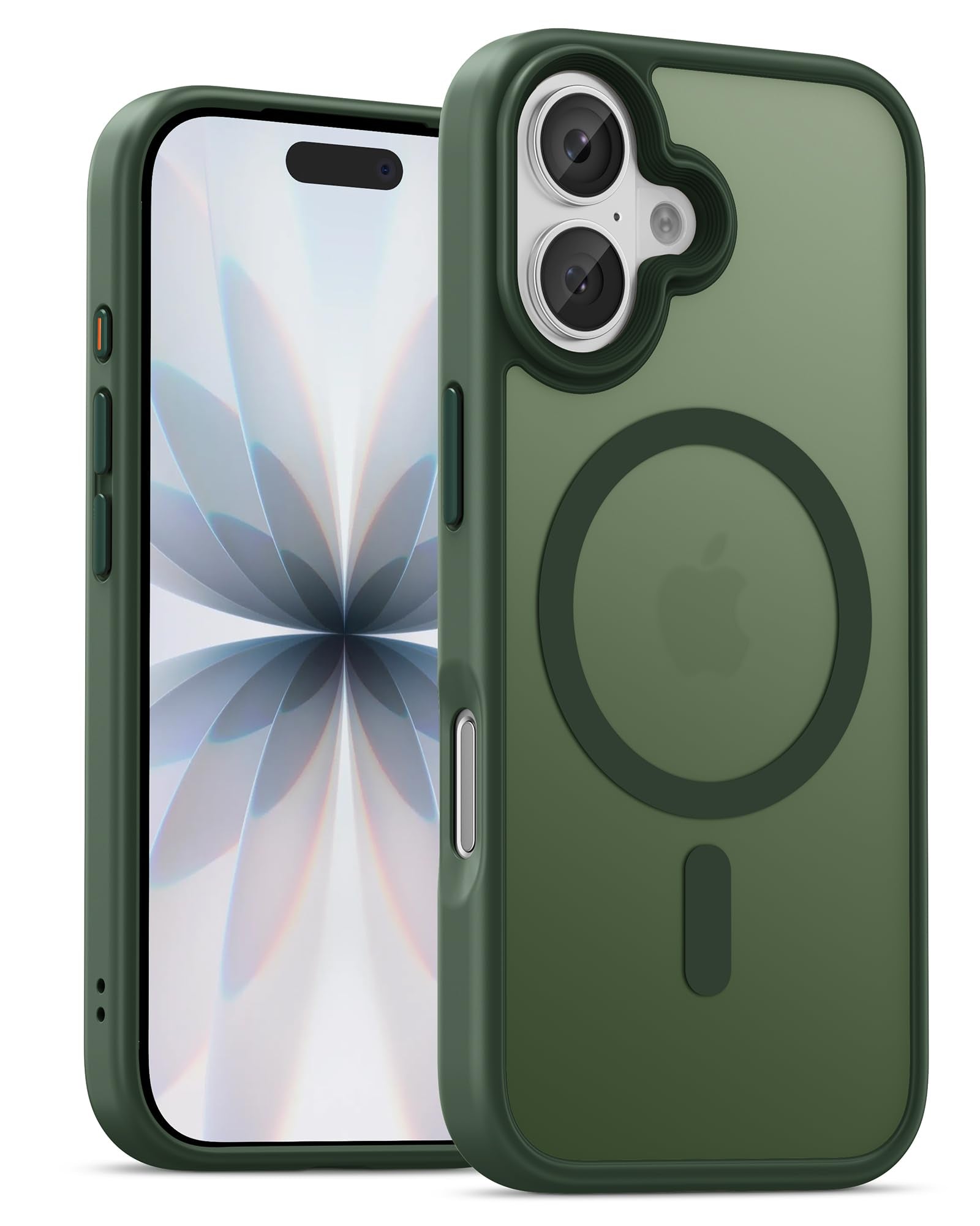 UNBREAKcable Custodia Magnetica per iPhone 16 Pro da 6,3 Pollici, Compatibile con MagSafe, Protezione Completa della Fotocamera, Custodia Sottile Antiurto e Anticaduta per Telefono - Verde Scuro - ChargeCover