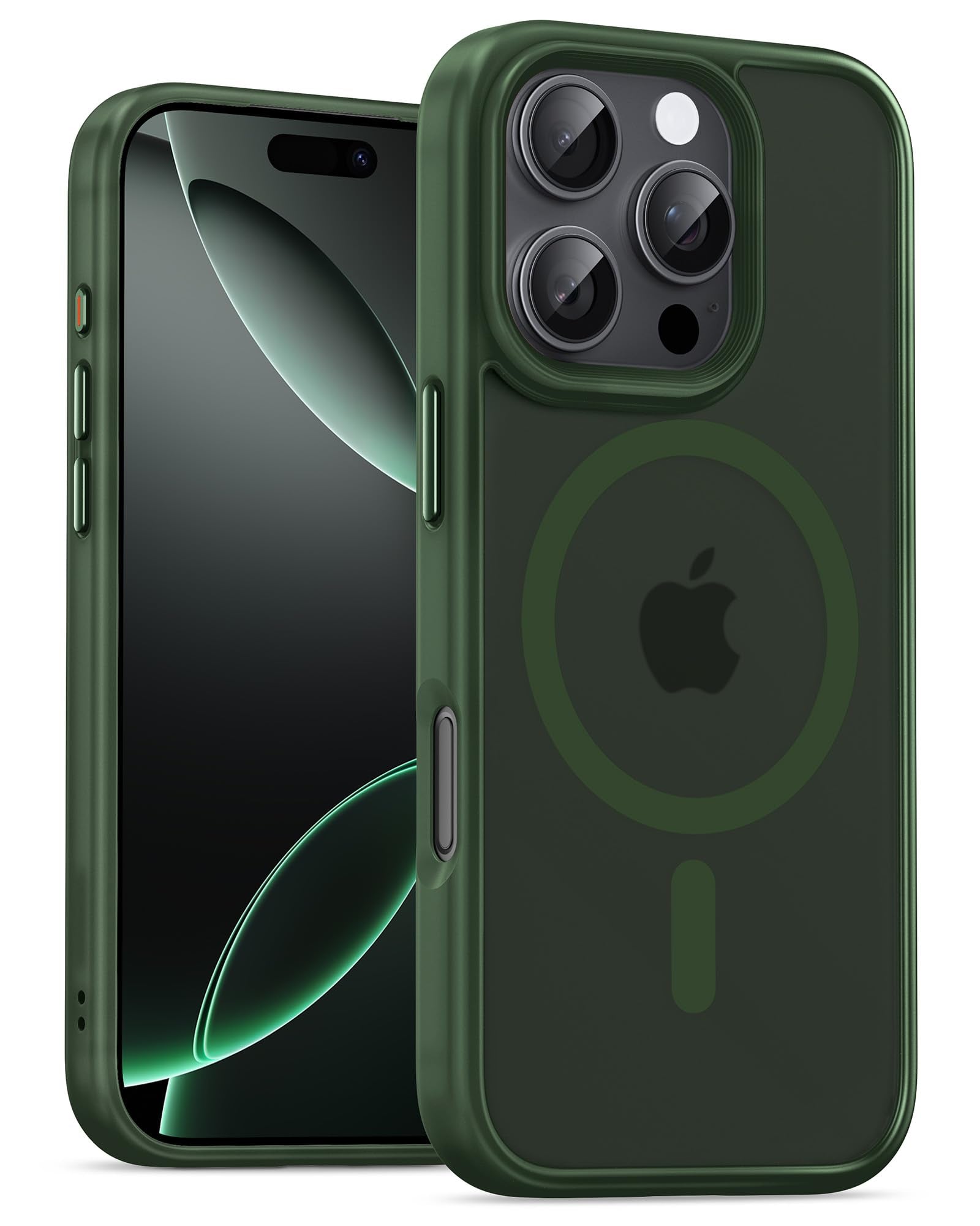 UNBREAKcable Custodia Magnetica per iPhone 16 Pro da 6,3 Pollici, Compatibile con MagSafe, Protezione Completa della Fotocamera, Custodia Sottile Antiurto e Anticaduta per Telefono - Verde Scuro - ChargeCover